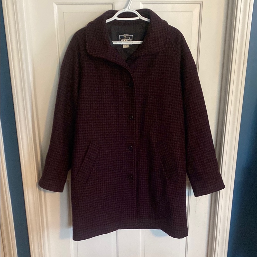 Woolrich Houndstooth Vintage Wool Coat with Purple/Black